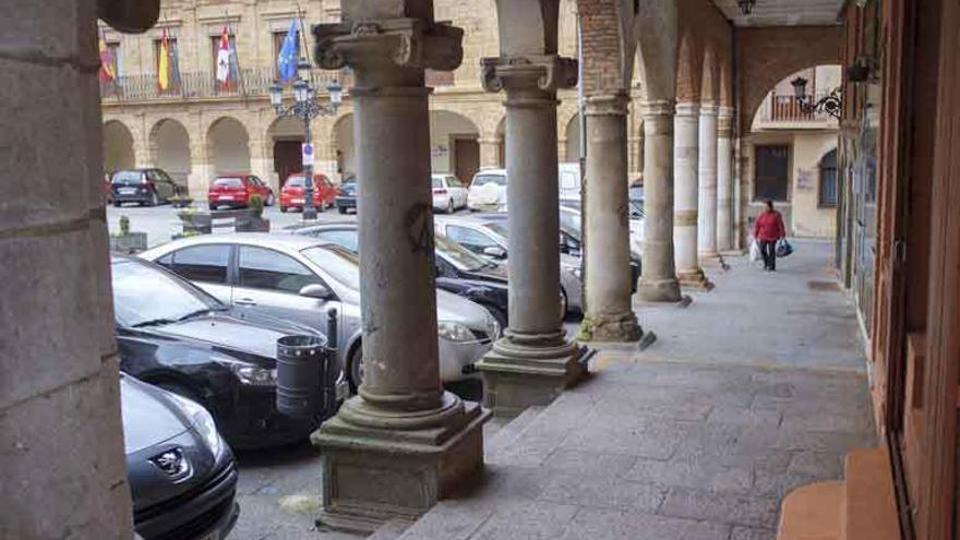 Una de las zonas de la Plaza Mayor más afectada por las filtraciones.