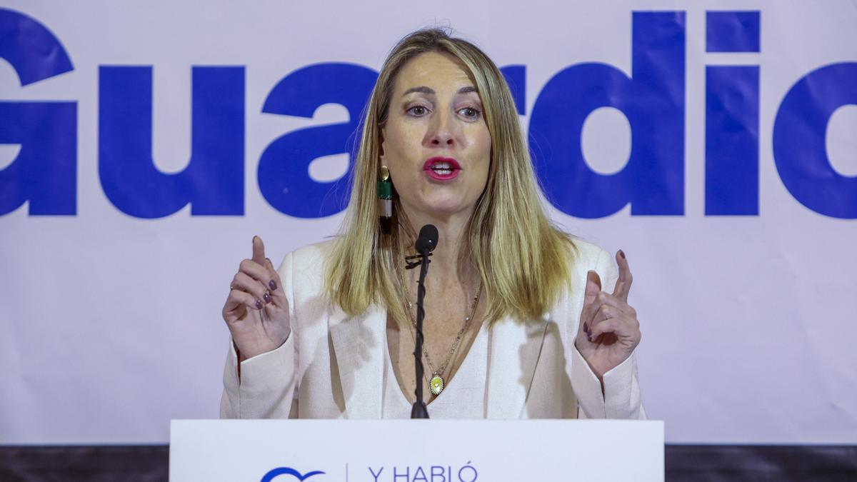 La presidenta del PP regional, María Guardiola, este sábado en Merida.