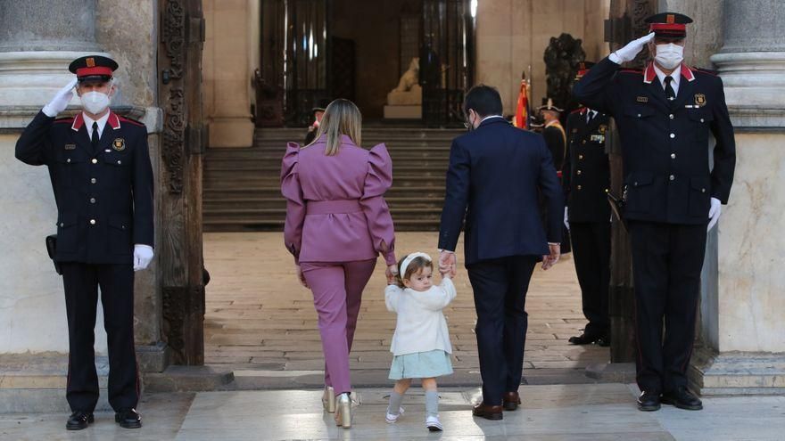 El presidente electo de la Generalitat, Pere Aragonès en la toma posesión en el Palau de la Generalitat.