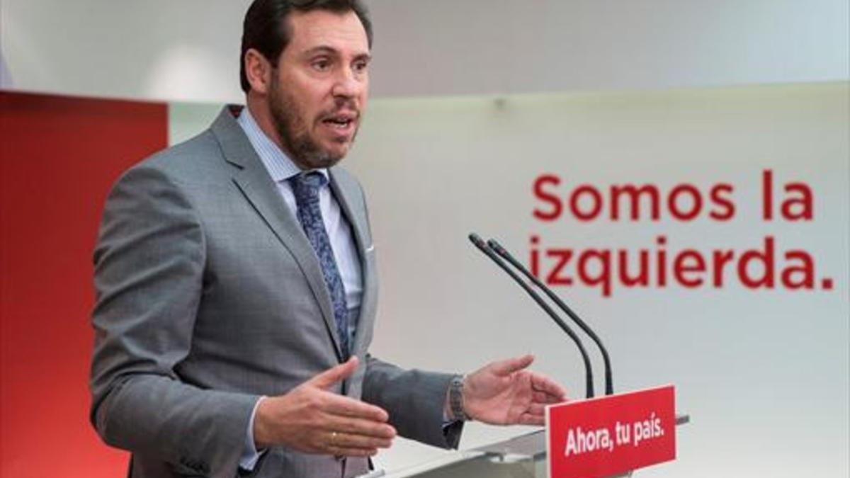 Óscar Puente, portavoz de la ejecutiva federal del PSOE, ayer, en Madrid.