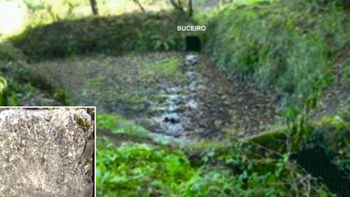 Encoro e pedra de peche do buceiro de desaugue | // ARQUIVO DO AUTOR