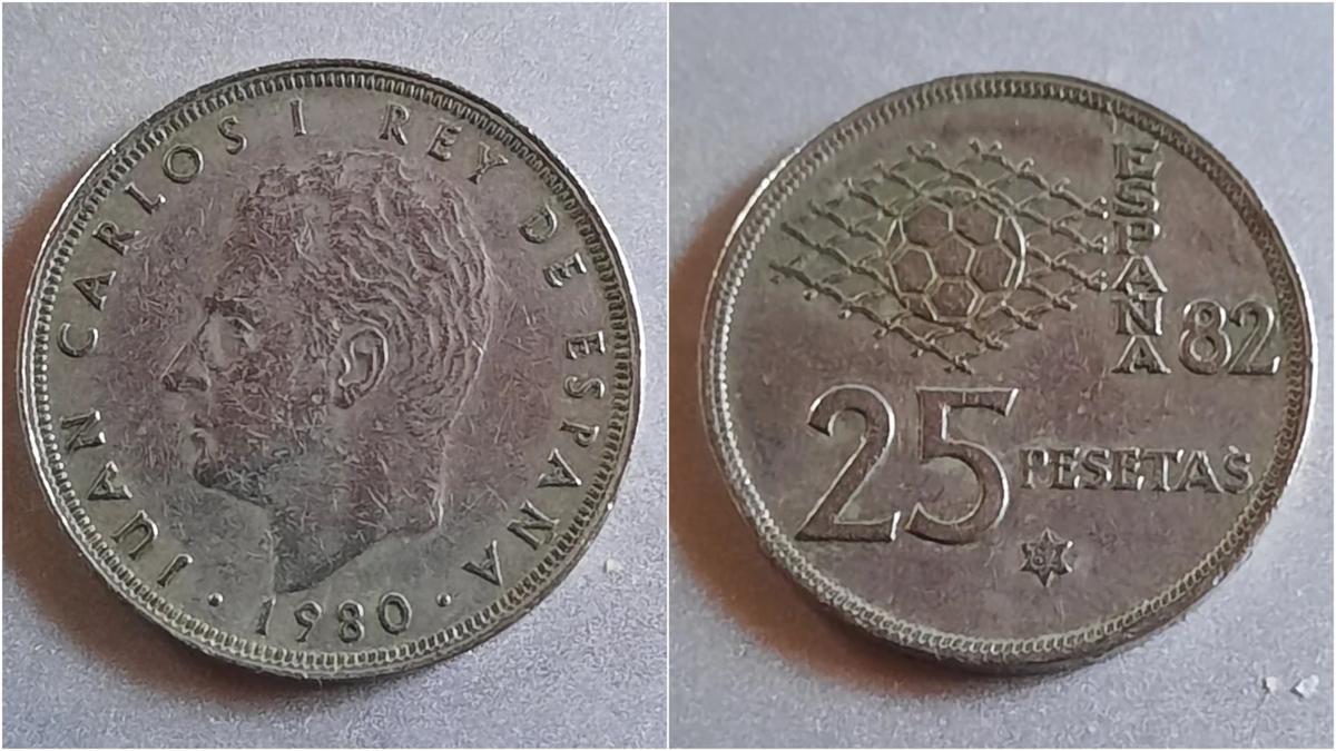 Moneda de 25 pesetas cuñada en 1980.