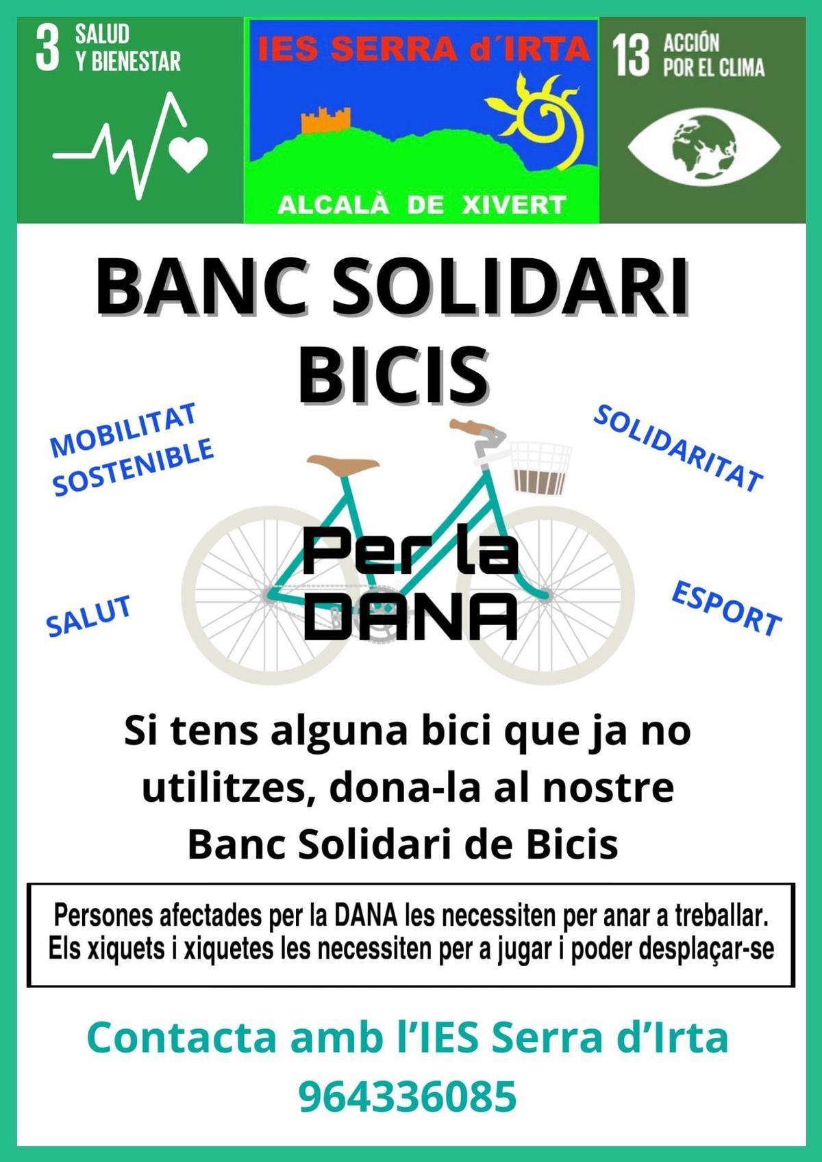 Iniciativa impulsada desde el banco solidario de bicis del IES Serra d'Espadà de Alcalà de Xivert.