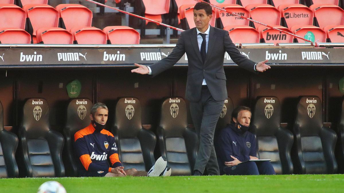 Javi Gracia, en el
Valencia-Atlético
.  f.calabuig