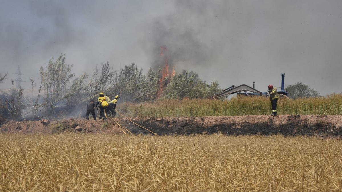 Bombers en les tasques d'extinció del foc