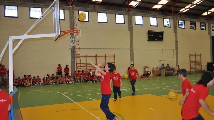 Los niños de las escuelas deportivas de baloncesto, durante una exhibición. / FdV