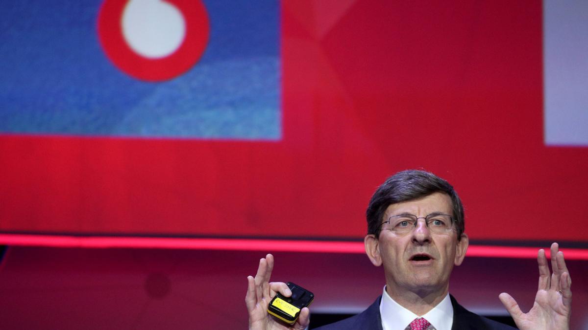 FILE PHOTO: Vodafone Chief Executive Vittorio Colao delivers a keynote at the Mobile World Congress in Barcelona