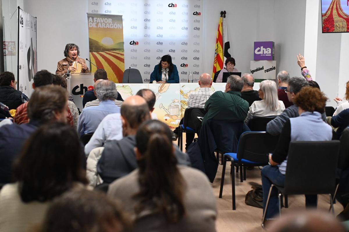 Un instante del Consello extraordinario celebrado por CHA este sábado.