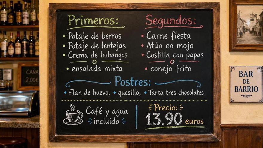 ¿Cuánto tiempo de vida le queda al menú del día en el bar?