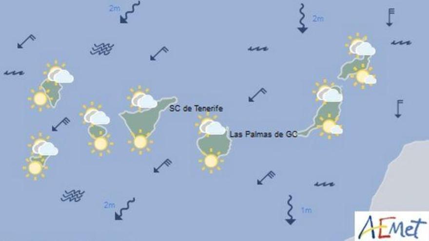 Posibles lluvias débiles para este domingo en Canarias