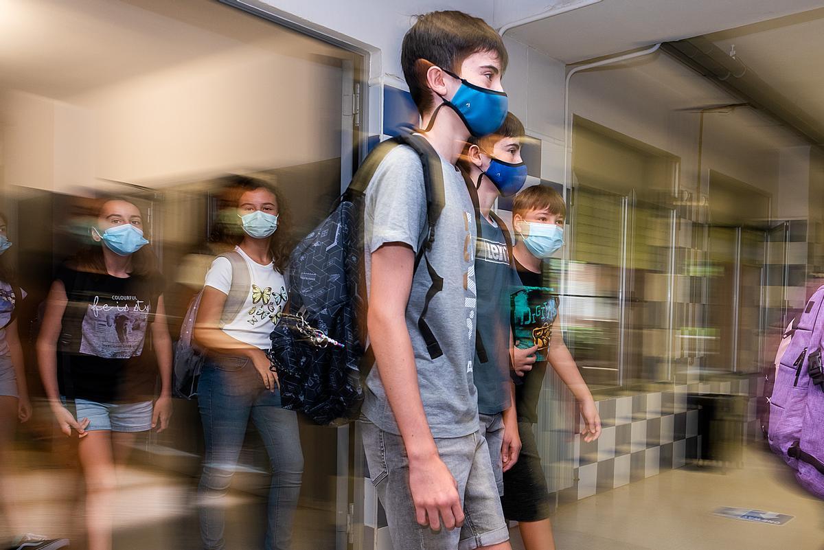 Así ha empezado el curso escolar en el Institut Joan Oró de Lleida.