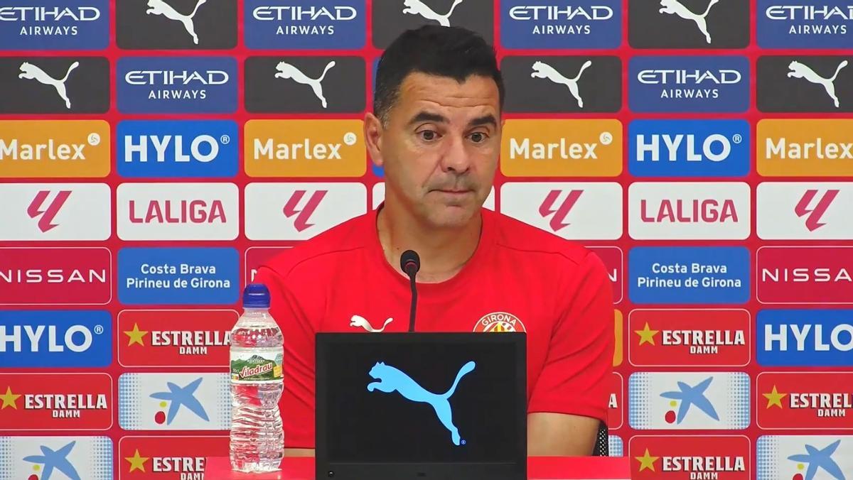 Míchel, el técnico del Girona, durante la rueda de prensa previa al duelo contra el Valladolid. Míchel, el técnico del Girona, durante la rueda de prensa previa al duelo contra el Valladolid.