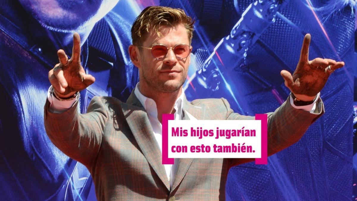 Chris Hemsworth marcando sus manos en la presentación de 'Los Vengadores'