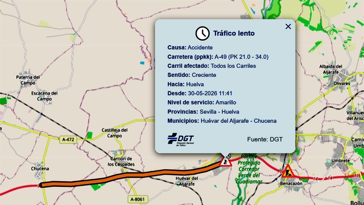 Accidente en la A-49 este sábado.