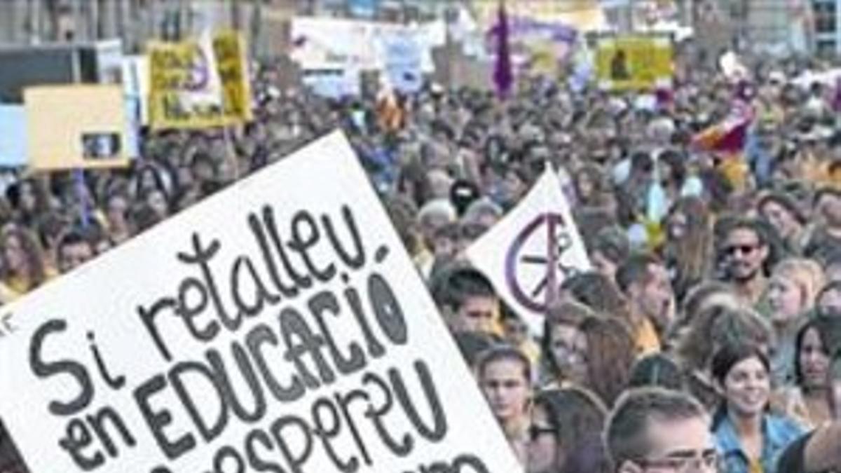 Una protesta de estudiantes contra los recortes.