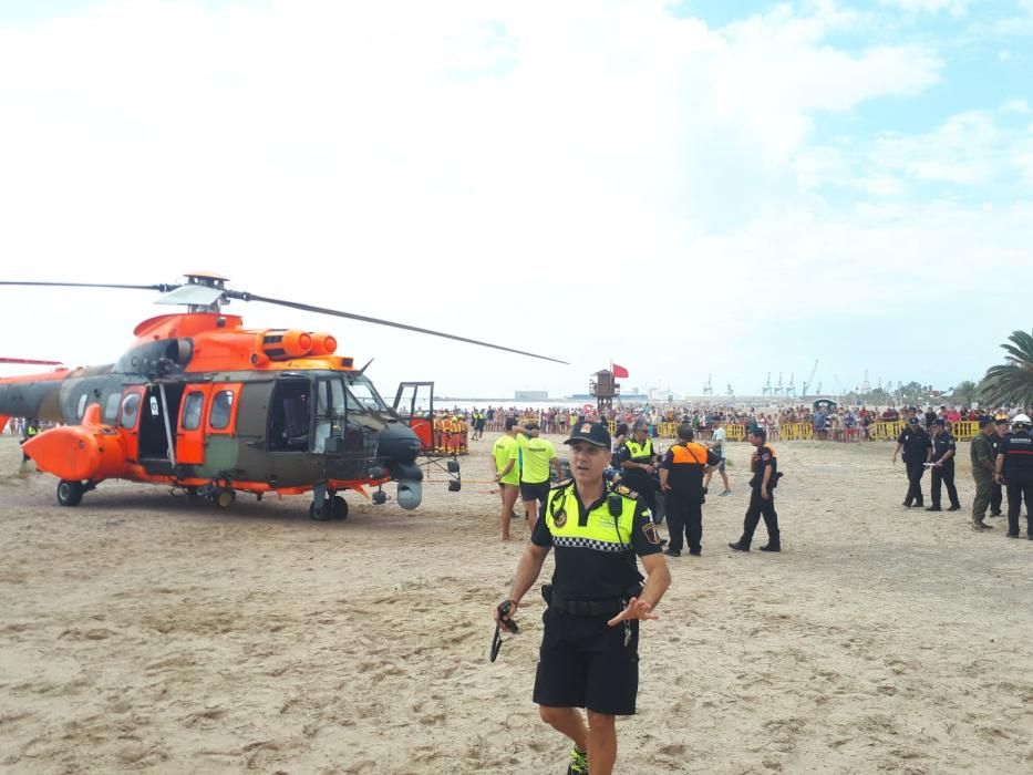 Simulacro accidente helicóptero en la playa del Port de Sagunt