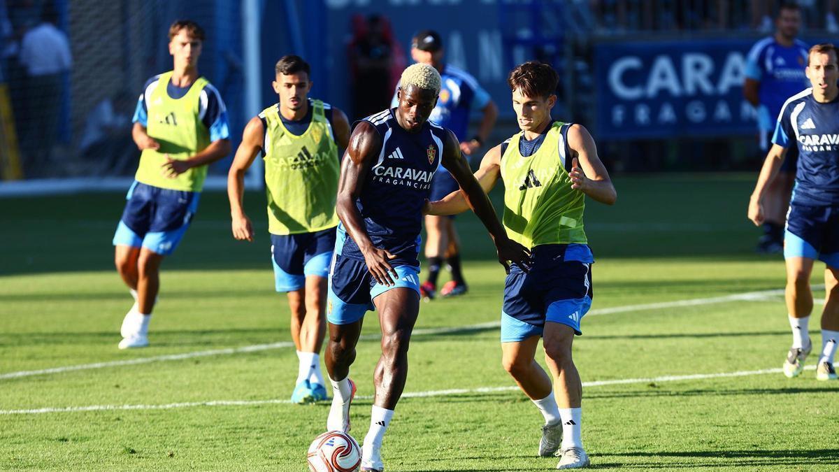 Saidu, en el entrenamiento del Real Zaragoza del pasado martes.