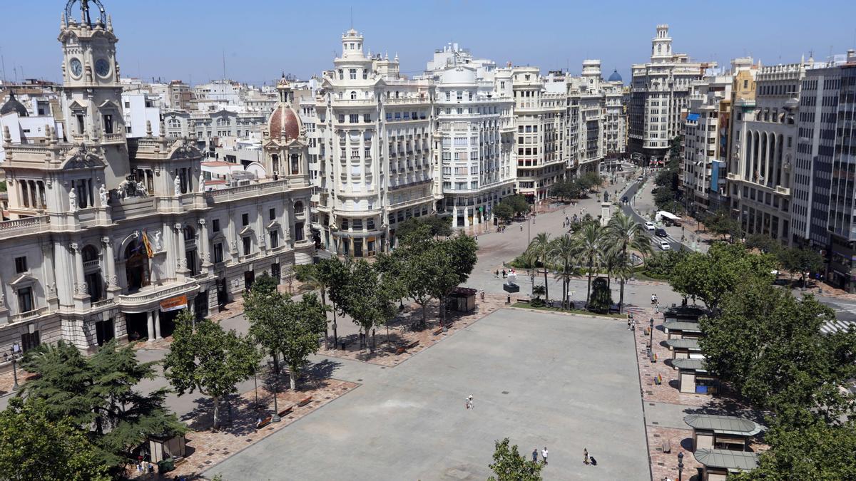 Vista aérea de la plaza del Ayuntamiento.