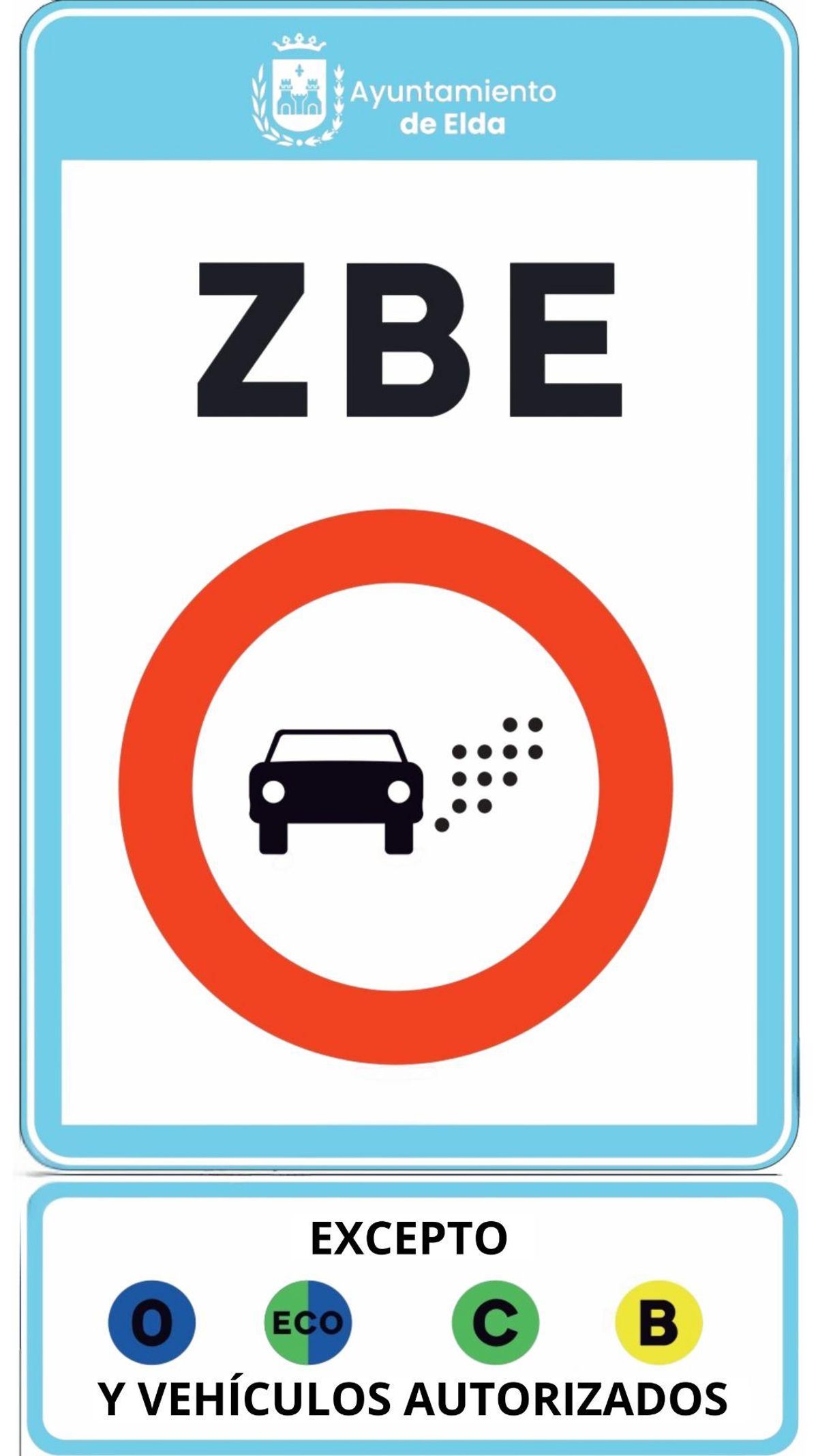 Una de las señales de la ZBE de Elda que se van a instalar en los próximos días