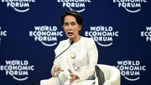 La dirigente birmana Aung San Suu Kyi .
