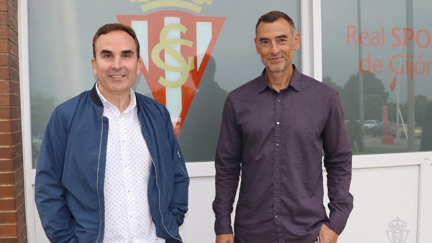 Toño Torrecilla y Javi López, en su época con el actual director deportivo zaragocista en la secretaría técnica del Sporting.