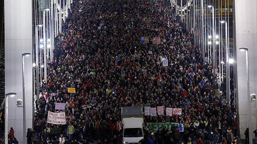 Manfestación en Budapest contra la tasa el pasado martes.