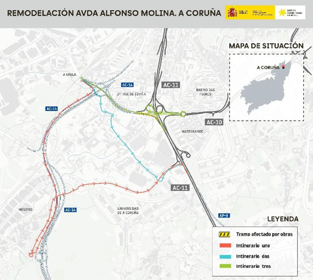 Croquis de los itinerarios alternativos.