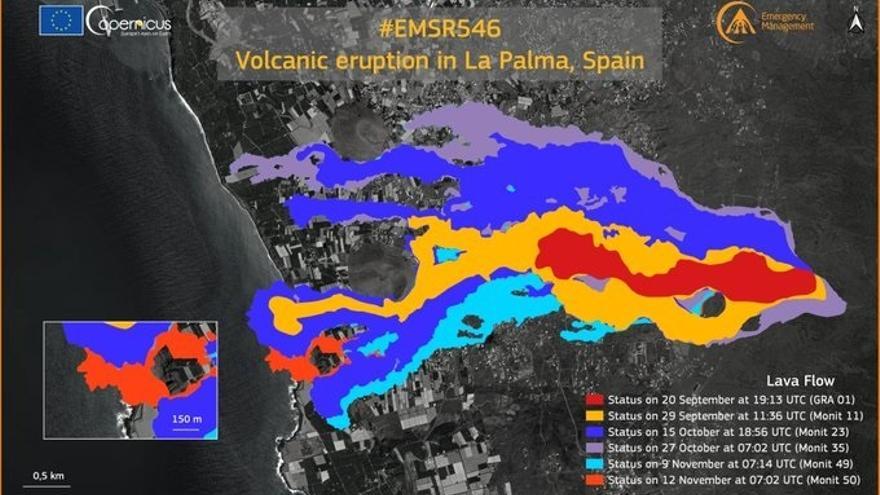 Última monitorización de las coladas de lava en La Palma