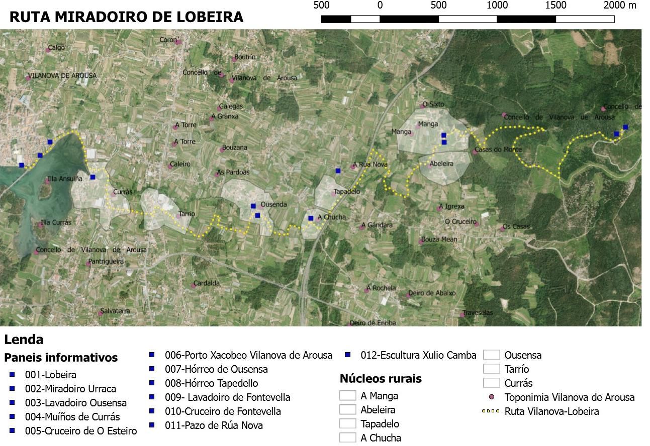 La senda arranca en las inmediaciones del Multiusos y transcurre por el margen del río Currás hasta Lobeira.