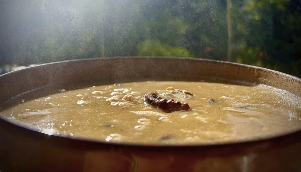 Las judías en plena cocción.