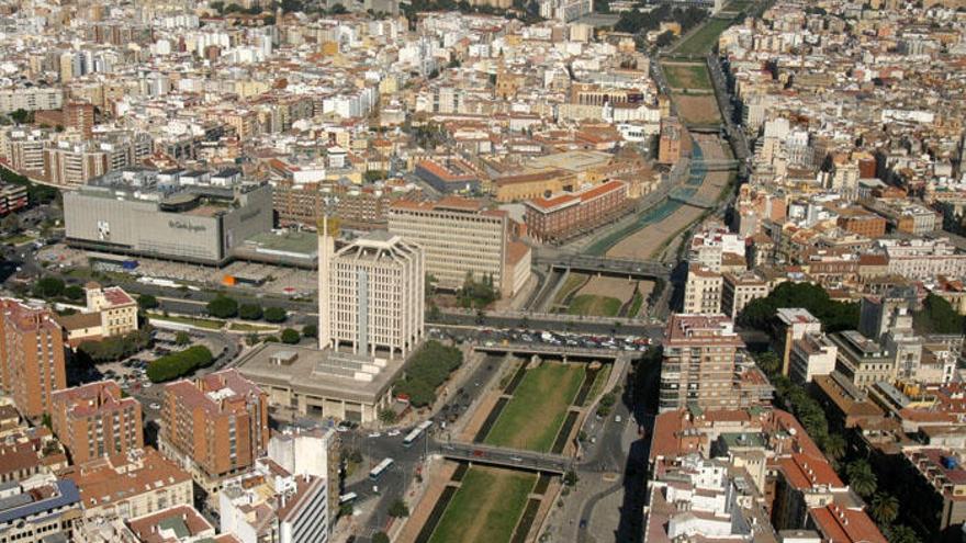 Vista aérea del río Guadalmedina