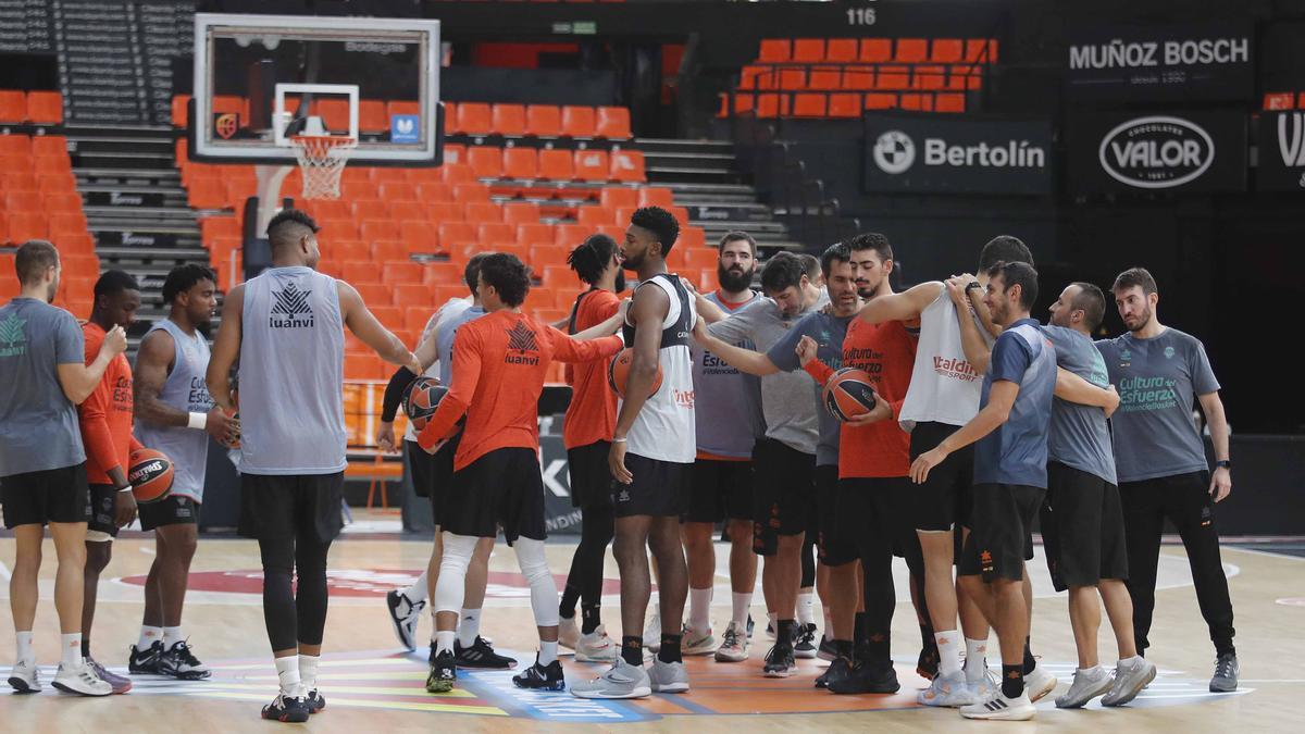 Entrenamiento del Valencia Basket antes del partido del viernes contra ASVEL en la segunda jornada de la Euroleague