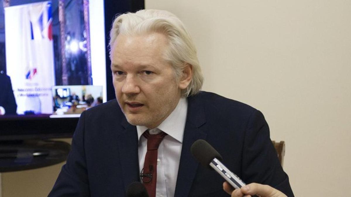 Julian Assange, en la rueda de prensa que ofreció el pasado 19 de junio en la embajada de Ecuador en Londres.