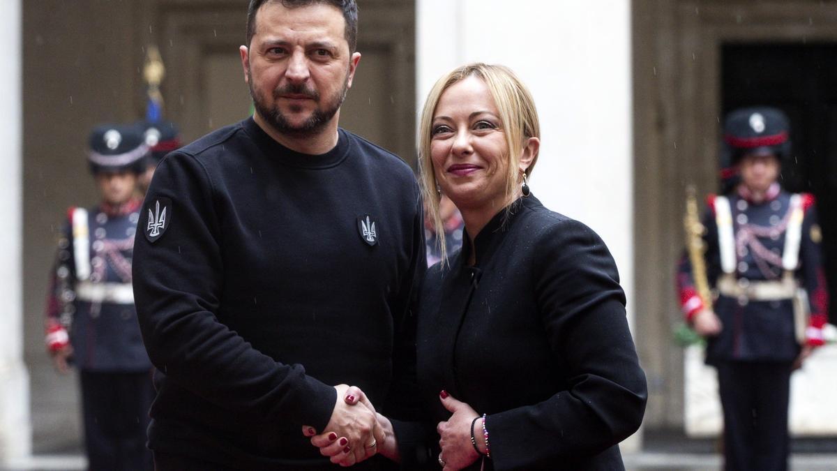 Zelensky visita a la primera ministra italiana Giorgia Meloni en Roma