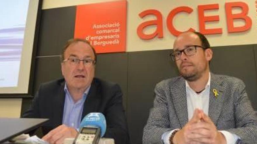 Josep Fígols, a l&#039;esquerra, i David Font, a la dreta, ahir a la presentació