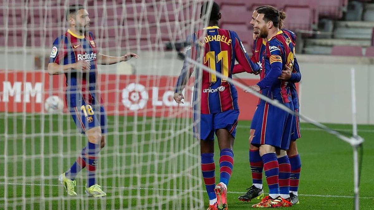 Celebración gol de Messi ante el Huesca