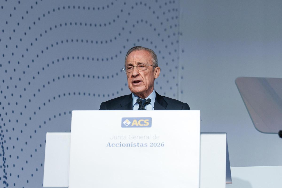 Archivo - El presidente de ACS, Florentino Pérez, durante la junta de accionistas de ACS, en Ifema Madrid, a 8 de mayo de 2026, en Madrid