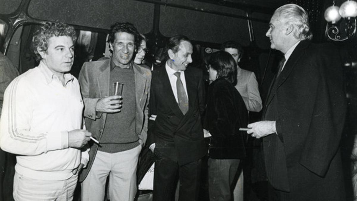 Juan Marsé, Carlos Duran, Oriol Regàs y José Luis de Vilallonga, en Bocaccio.