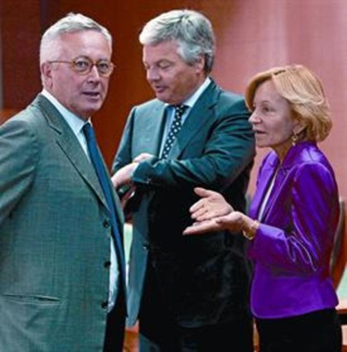 Elena Salgado, ayer en la reunión del Ecofin en Bruselas.