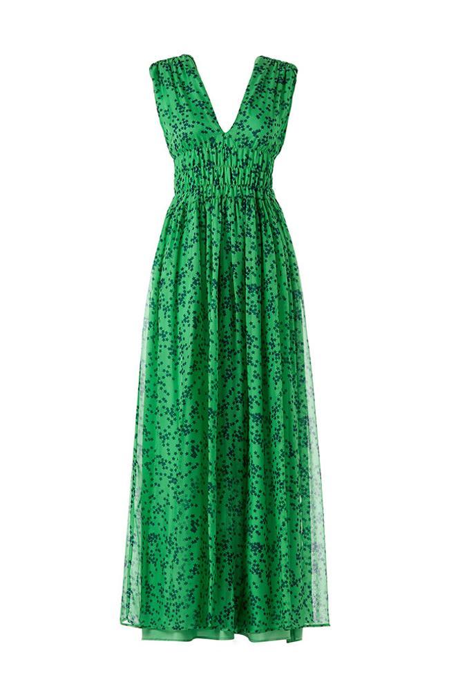 Vestido verde estampado de Parosh