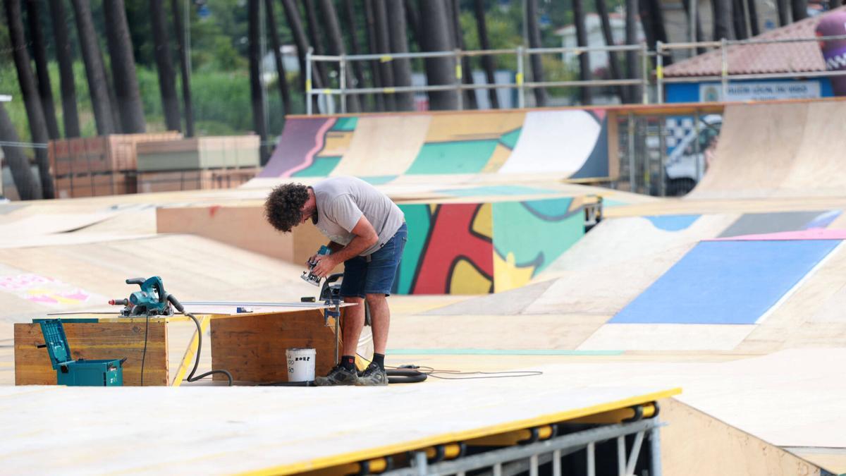 Tareas preparativas de las pistas para el Marisquiño