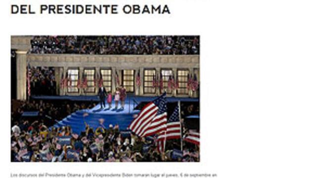 Detalle de la página web de los demócratas en español.