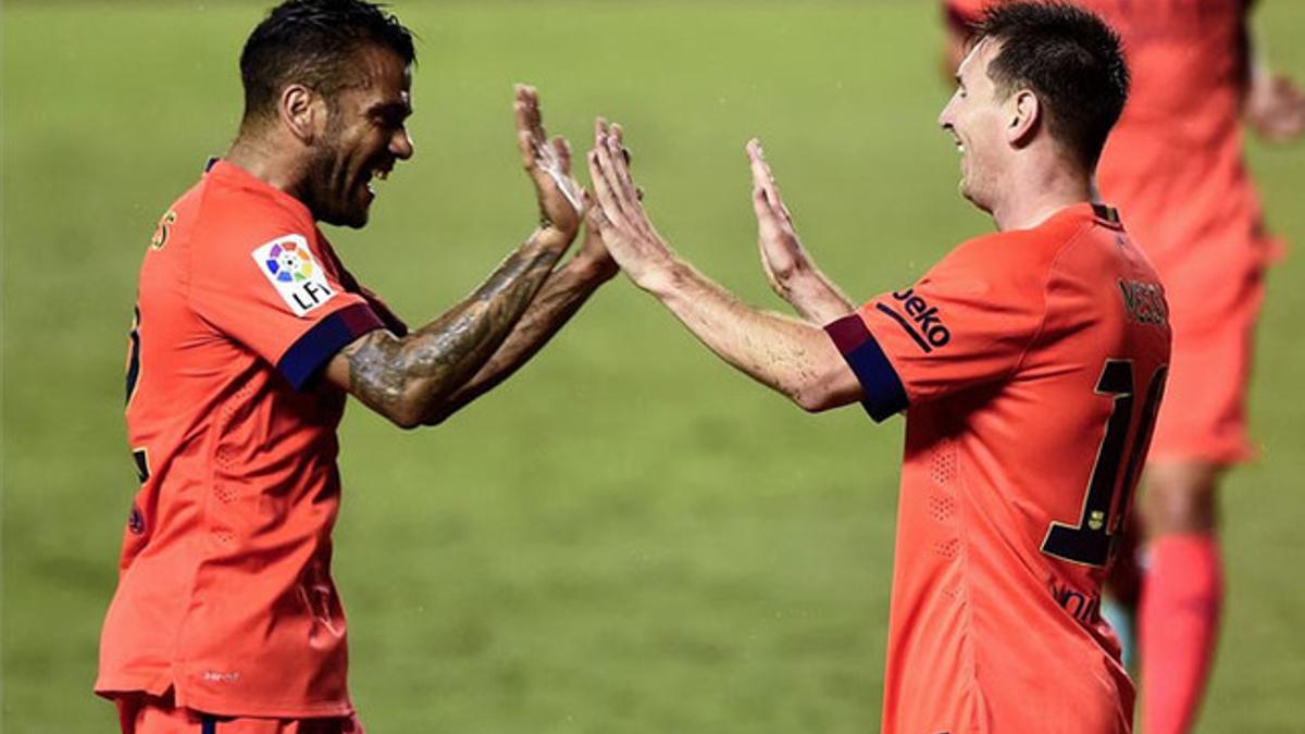 Alves, la pareja más fructífera de Messi de cara al gol