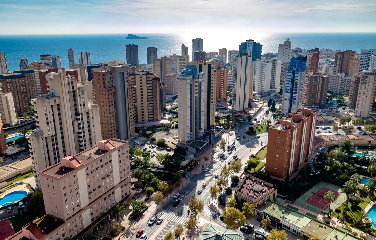 Una vista de los bloques de apartamentos de Benidorm.