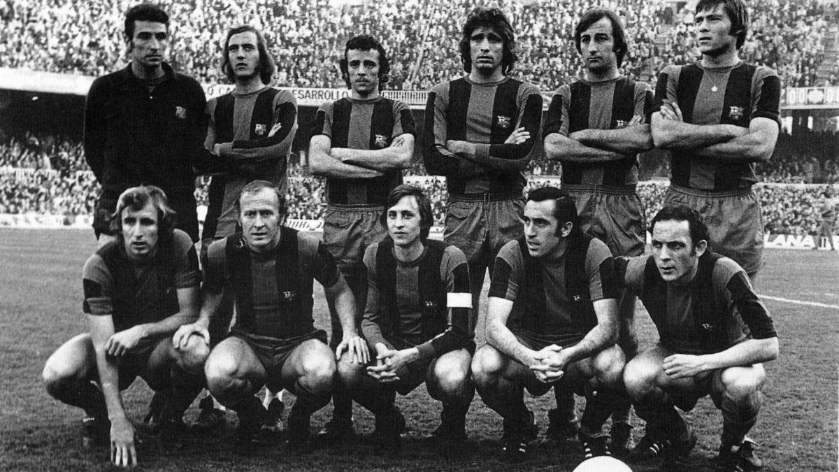 Alineación del Barça con Cruyff y Asensi