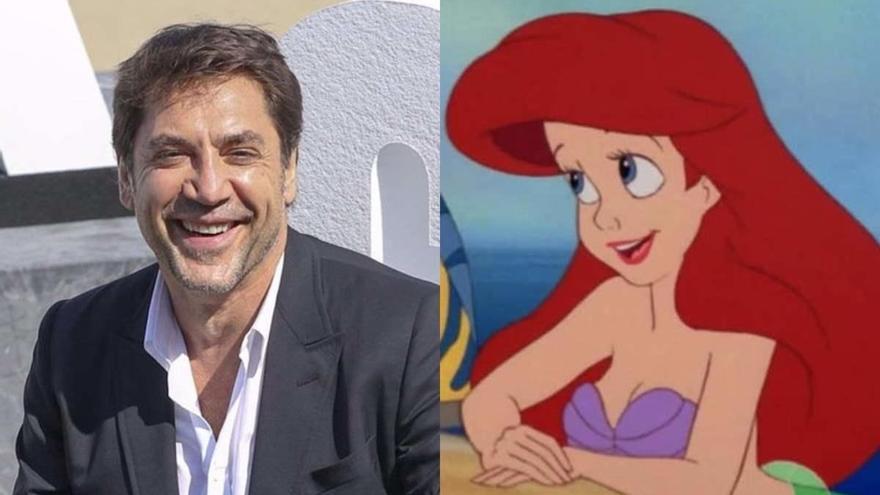 Javier Bardem y el personaje Disney de La Sirenita.