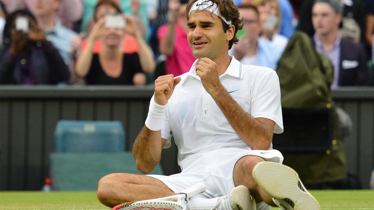 Federer celebrando el título del 2012