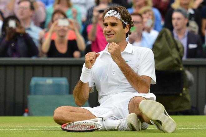 Federer celebrando el título del 2012