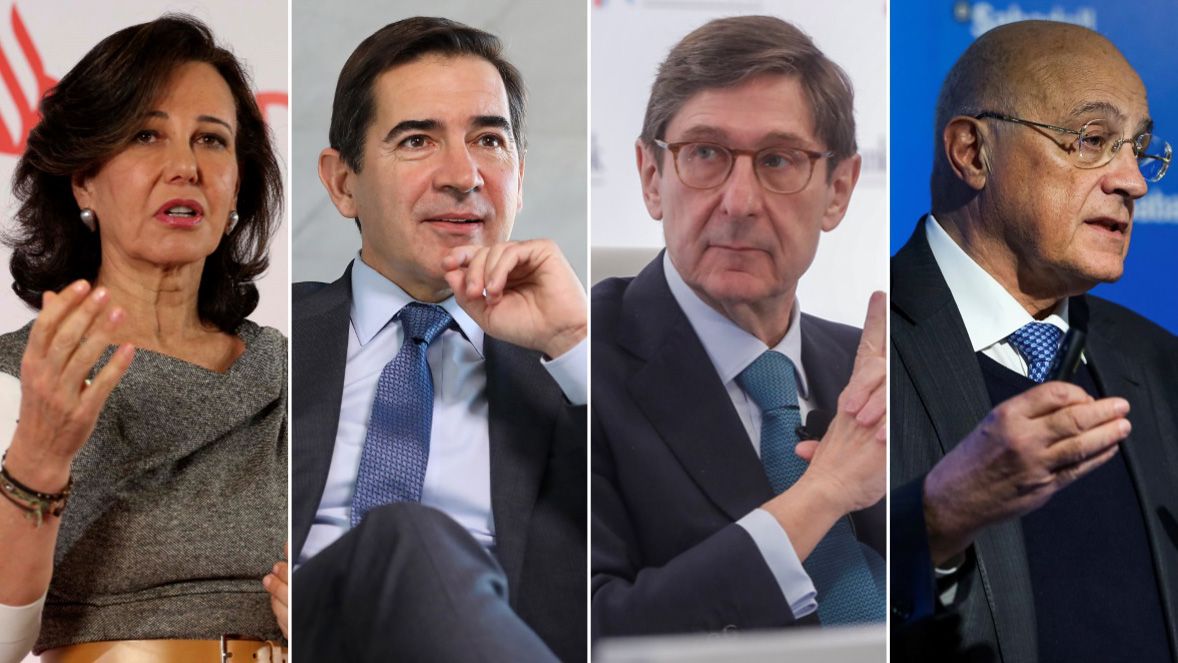 Ana botín (Santander), Carlos Torres (BBVA), José Ignacio Goirigolzarri (CaixaBank) y Josep Oliu (Sabadell)