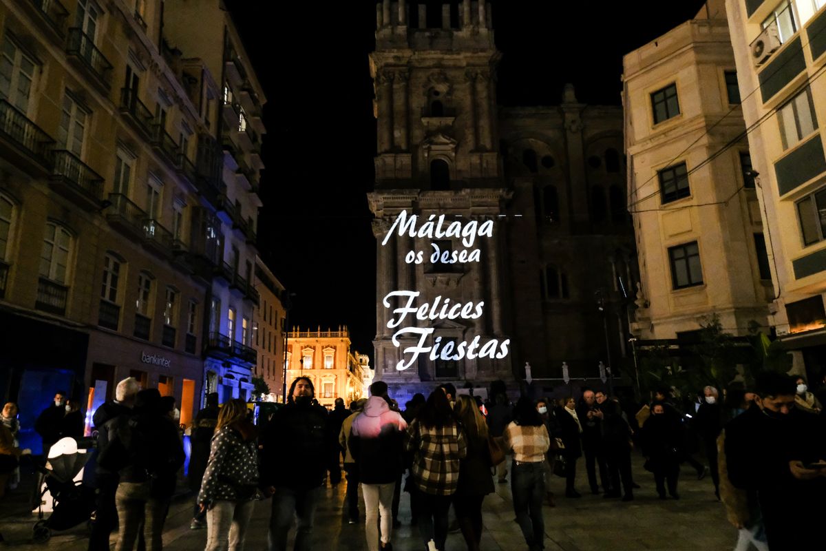 Vídeo mapping en la Catedral de Málaga | Luces de Navidad